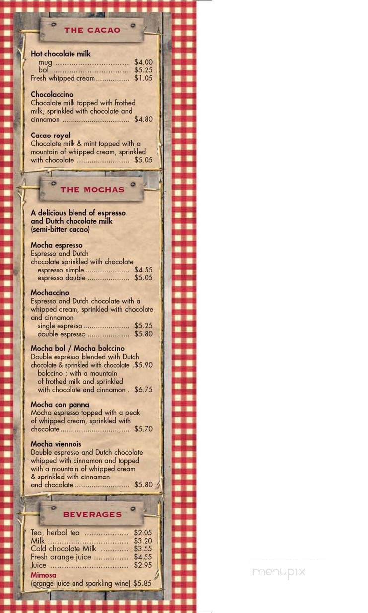 Restaurant Au Petit Poucet - Val-David, QC menu_pic