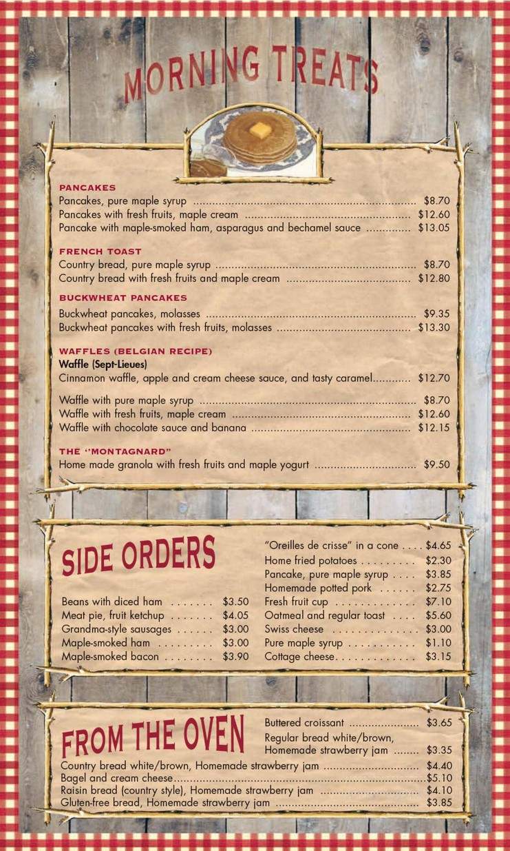 Restaurant Au Petit Poucet - Val-David, QC menu_pic