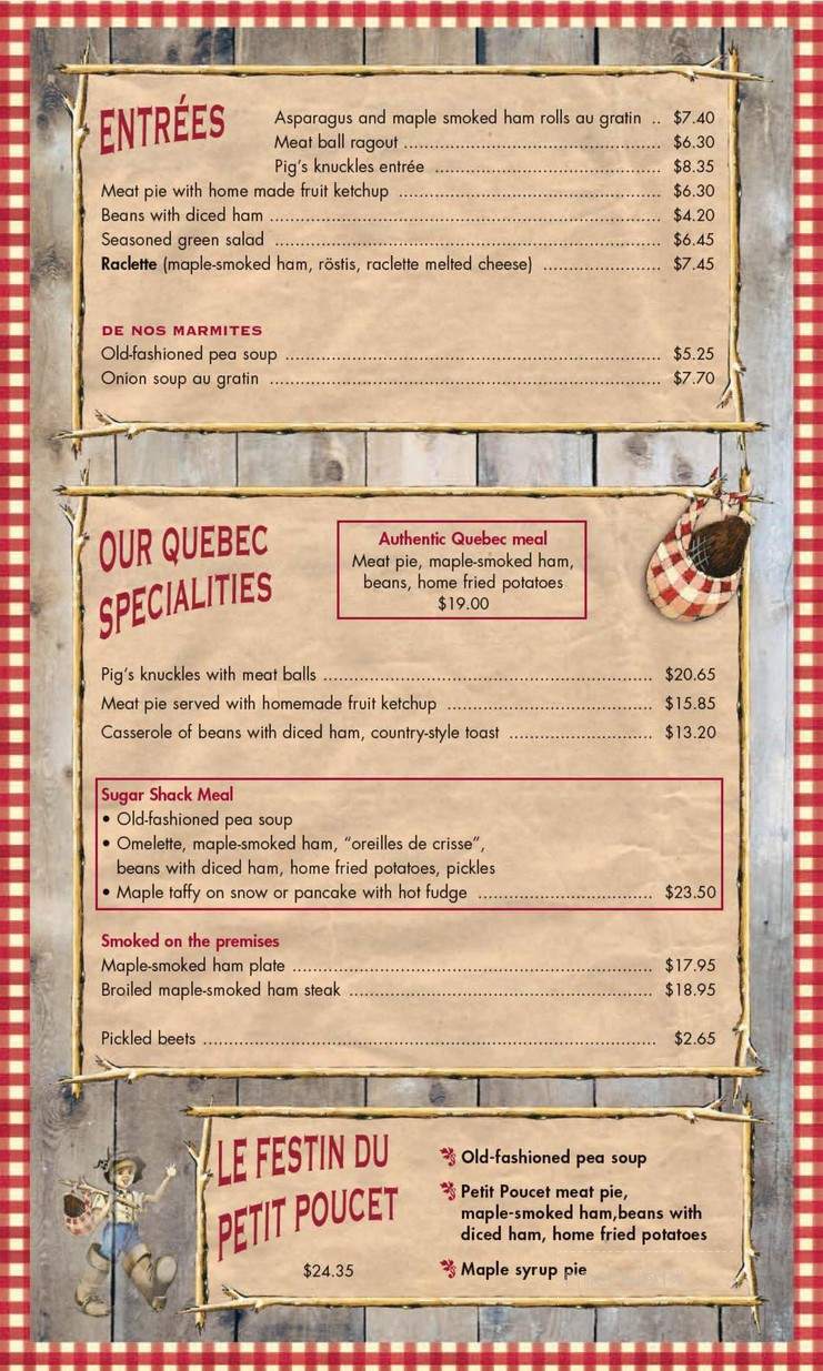 Restaurant Au Petit Poucet - Val-David, QC menu_pic