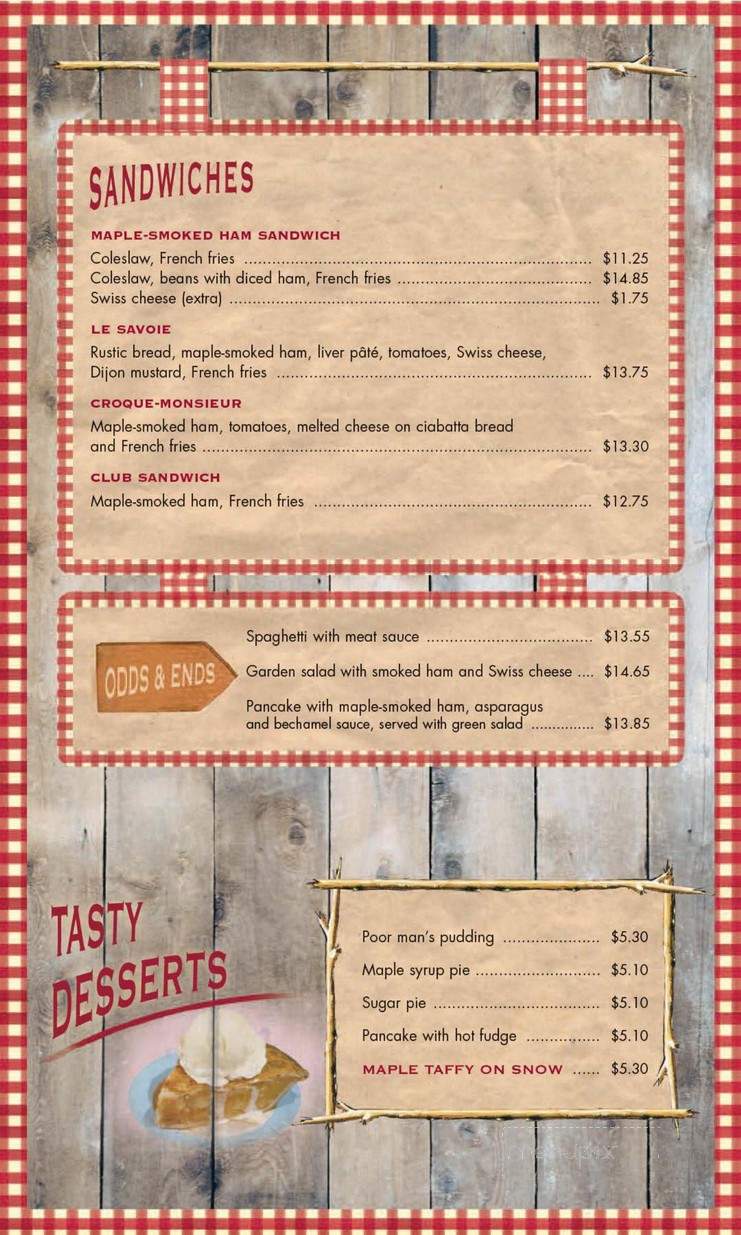 Restaurant Au Petit Poucet - Val-David, QC menu_pic