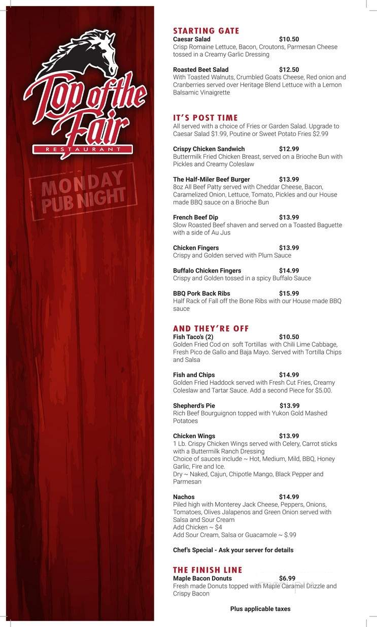 Top of the Fair - London, ON menu_pic