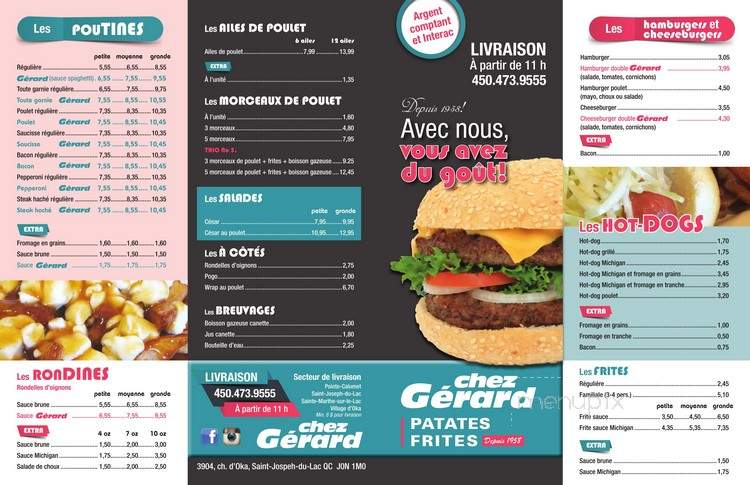 Chez Gerard Patates Frites - Saint-Joseph-Du-Lac, QC menu_pic