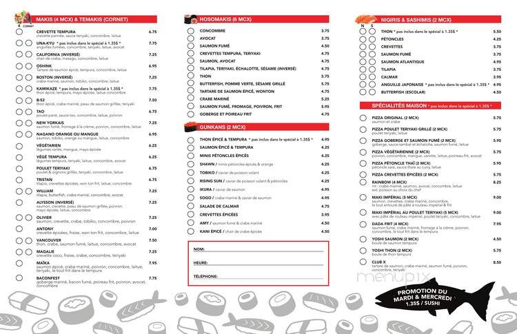 Sushi X - Quebec, QC menu_pic