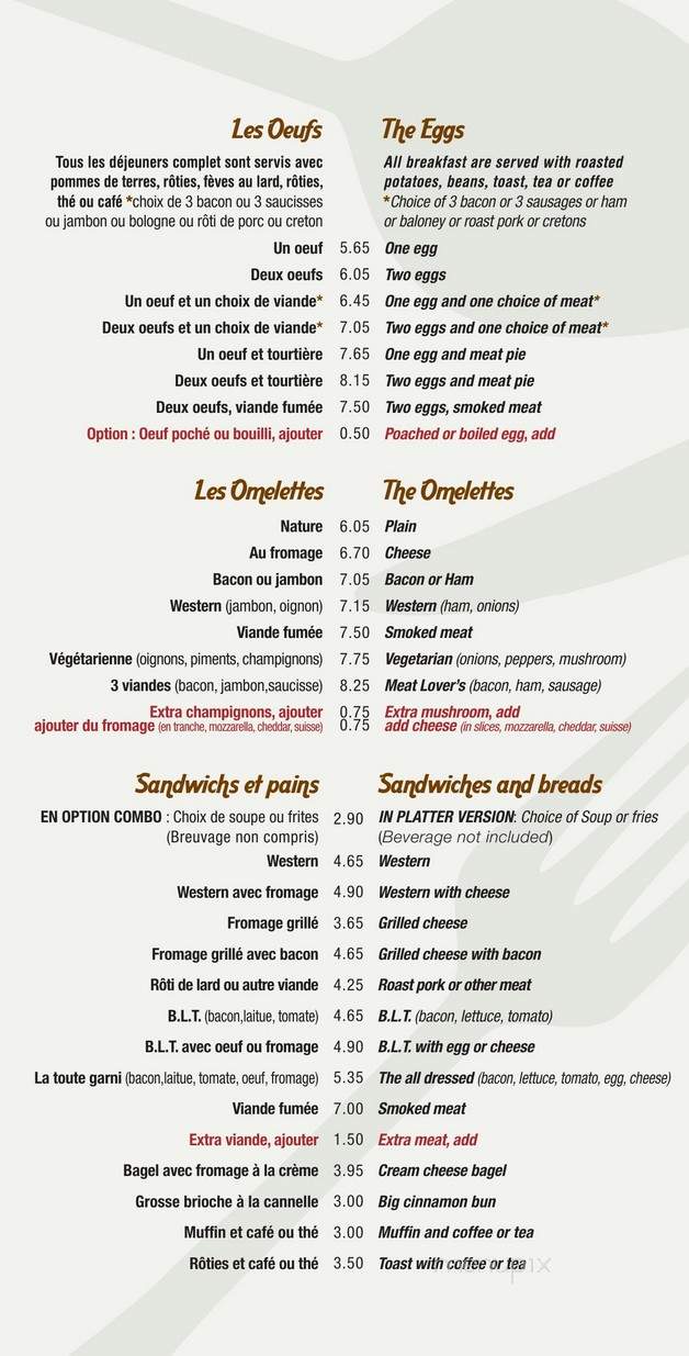 Restaurant Barbe Jr - Low, QC menu_pic