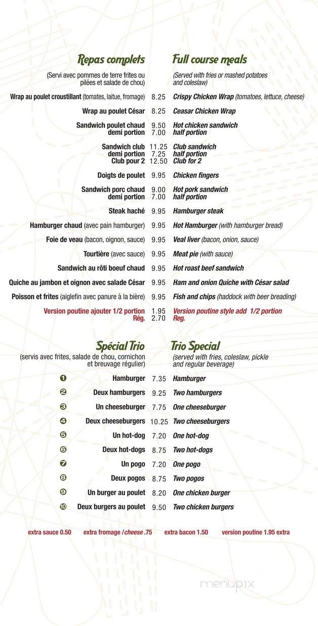 Restaurant Barbe Jr - Low, QC menu_pic