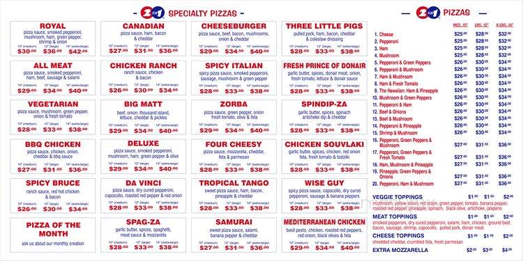 Basile's 2 For 1 Pizza & Pasta - Leduc, AB menu_pic