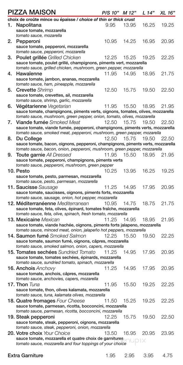 Restaurant Du College - Saint-Laurent, QC menu_pic