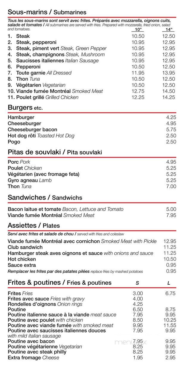 Restaurant Du College - Saint-Laurent, QC menu_pic