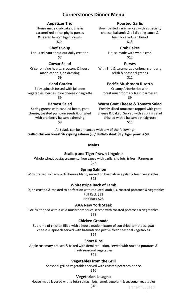 Cornerstones at the Grand Hotel Nanaimo - Nanaimo, BC menu_pic