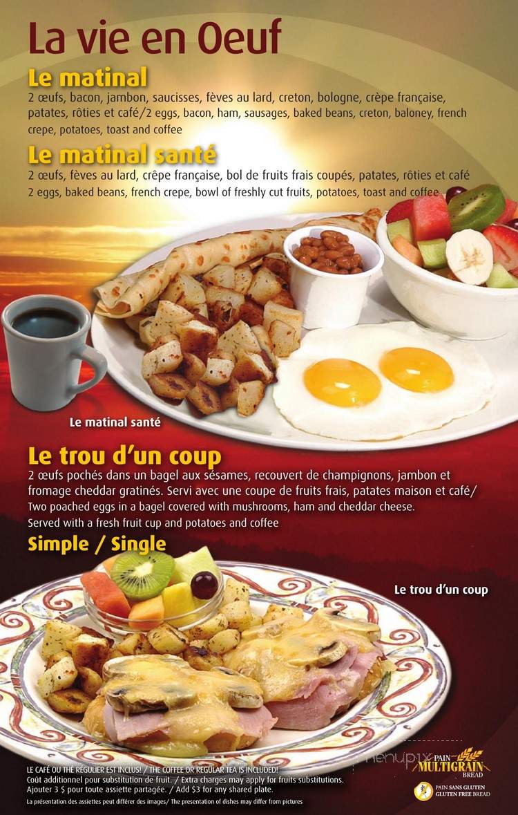 Le Matinal - Gatineau, QC menu_pic