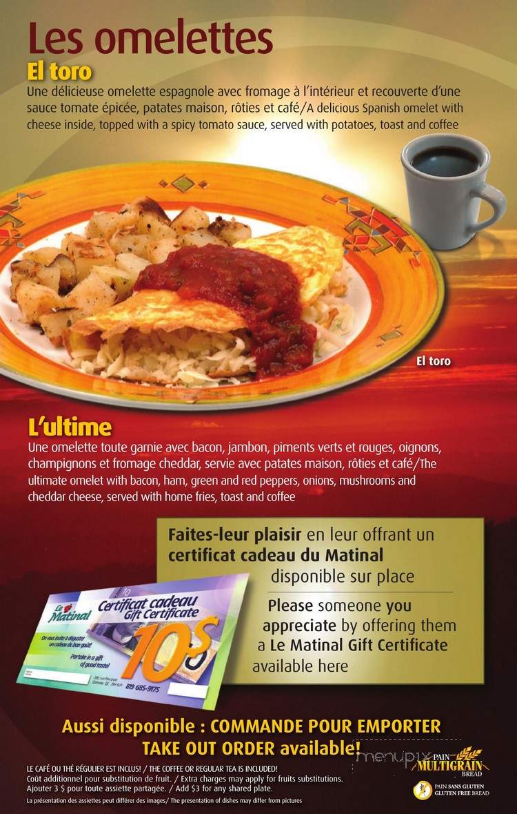 Le Matinal - Gatineau, QC menu_pic