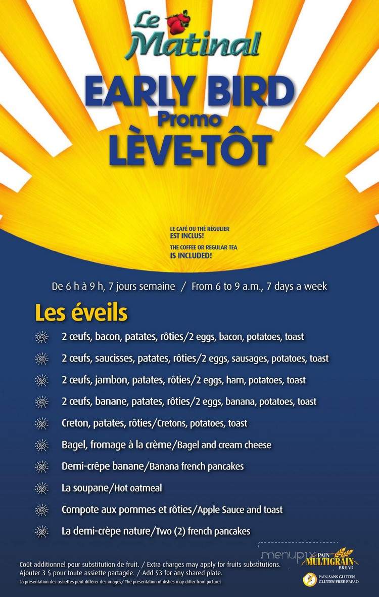 Le Matinal - Gatineau, QC menu_pic