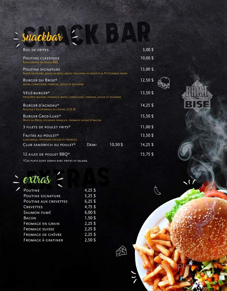 Restaurant Brise Bise - Gaspe, QC menu_pic