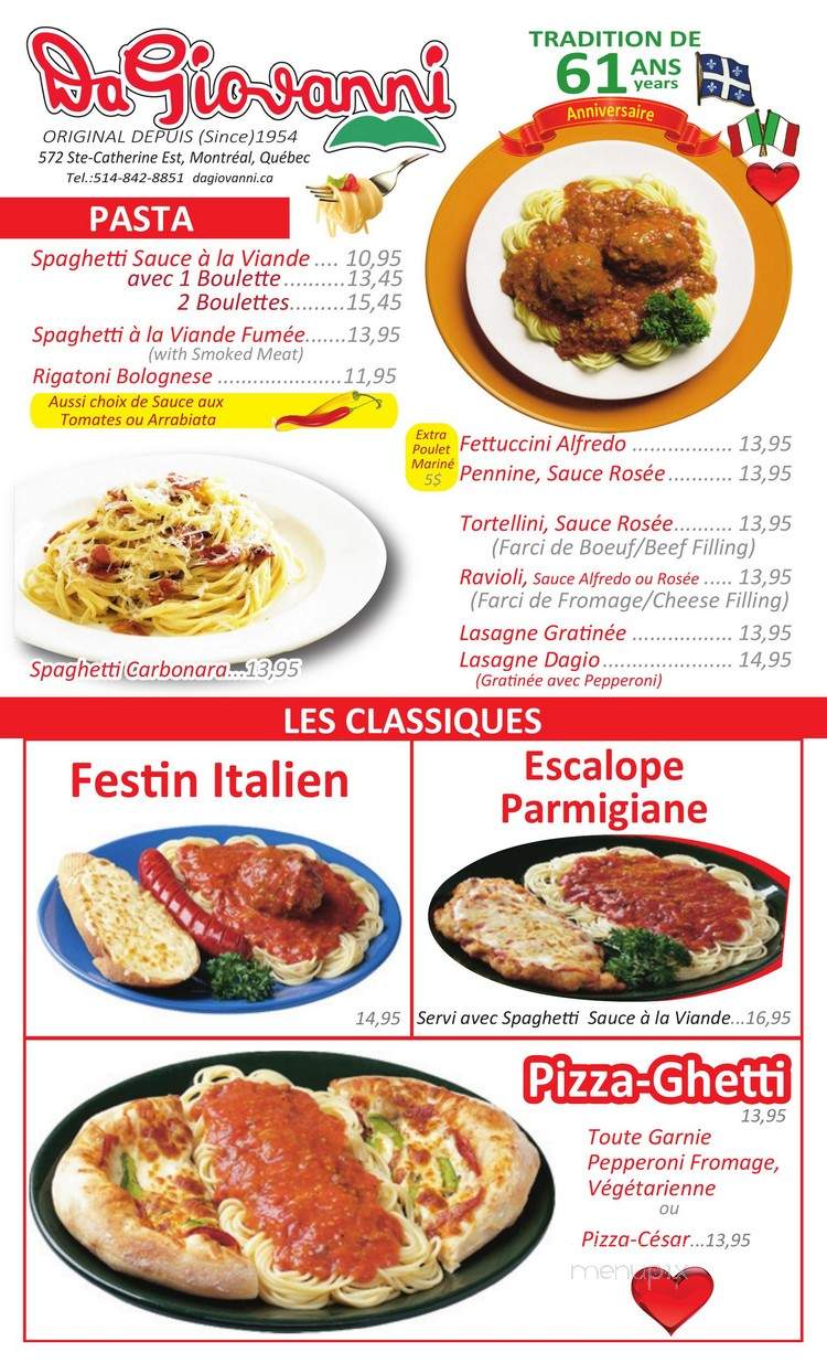Da Giovanni Ancora - Montreal, QC menu_pic