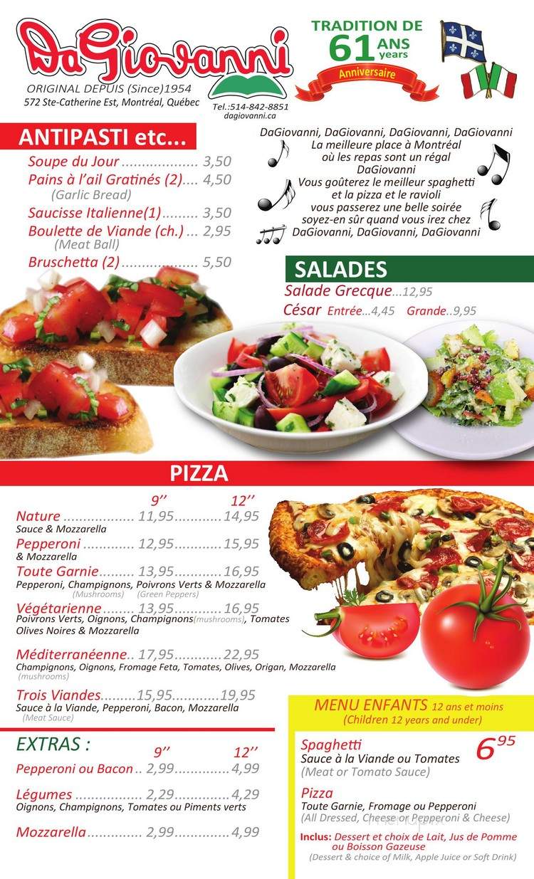 Da Giovanni Ancora - Montreal, QC menu_pic