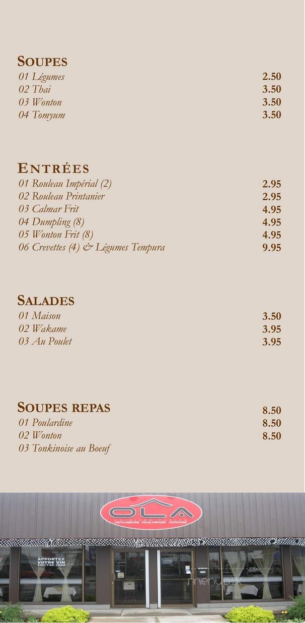 Ola - Sorel-Tracy, QC menu_pic