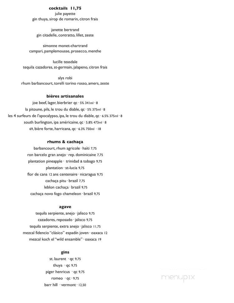 Philemon Bar - Montreal, QC menu_pic