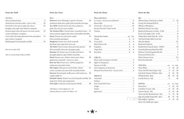 Without Papers - Calgary, AB menu_pic