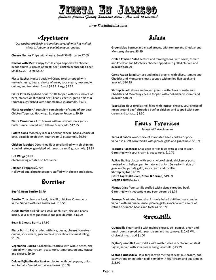 Fiesta Enjalisco - Hamilton, MT menu_pic