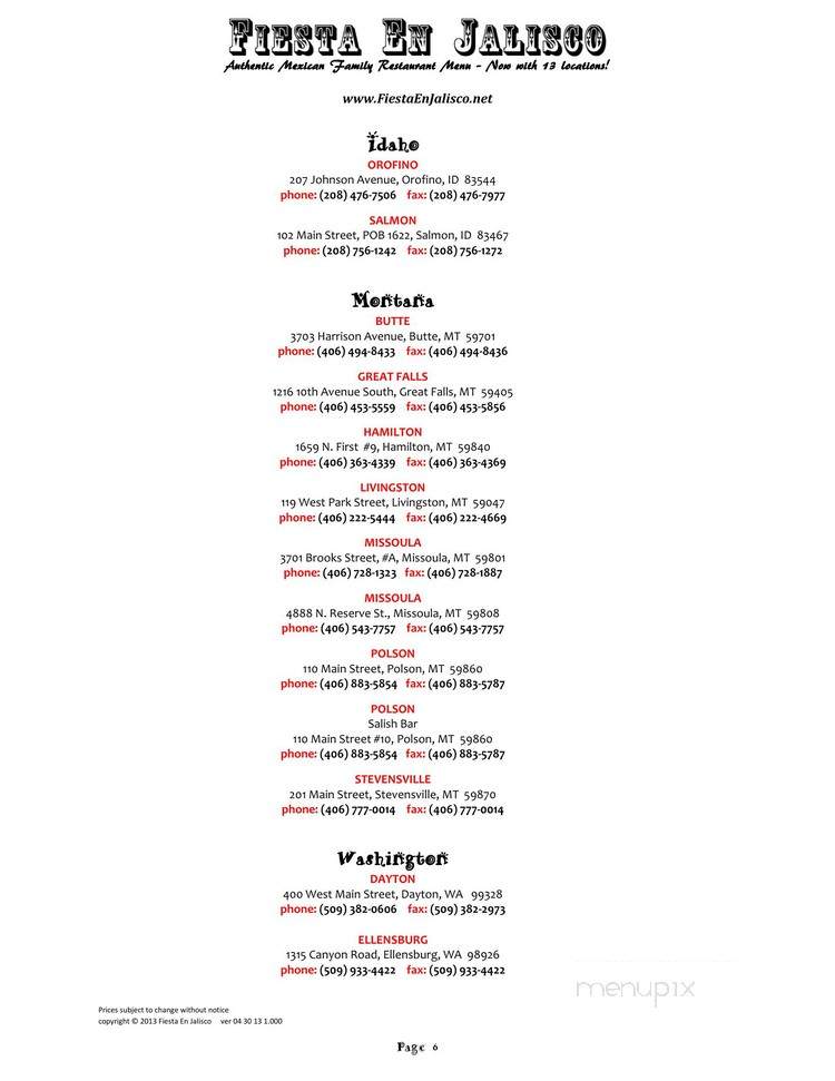 Fiesta Enjalisco - Hamilton, MT menu_pic