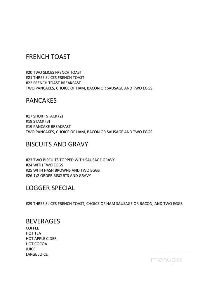 Three Mile Corner Cafe - Bonners Ferry, ID menu_pic
