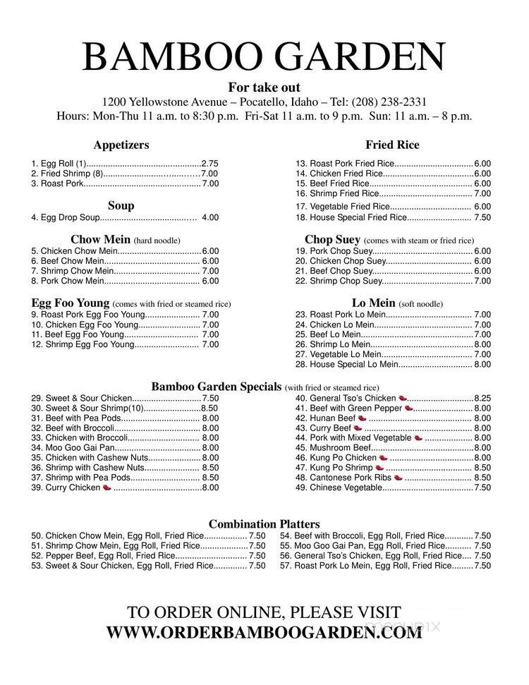 Bamboo Garden - Pocatello, ID menu_pic