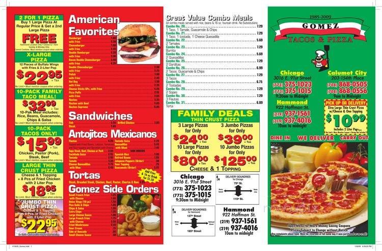 Gomez Taco's - Chicago, IL menu_pic
