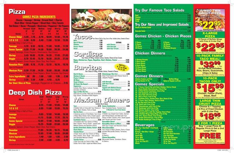 Gomez Taco's - Chicago, IL menu_pic