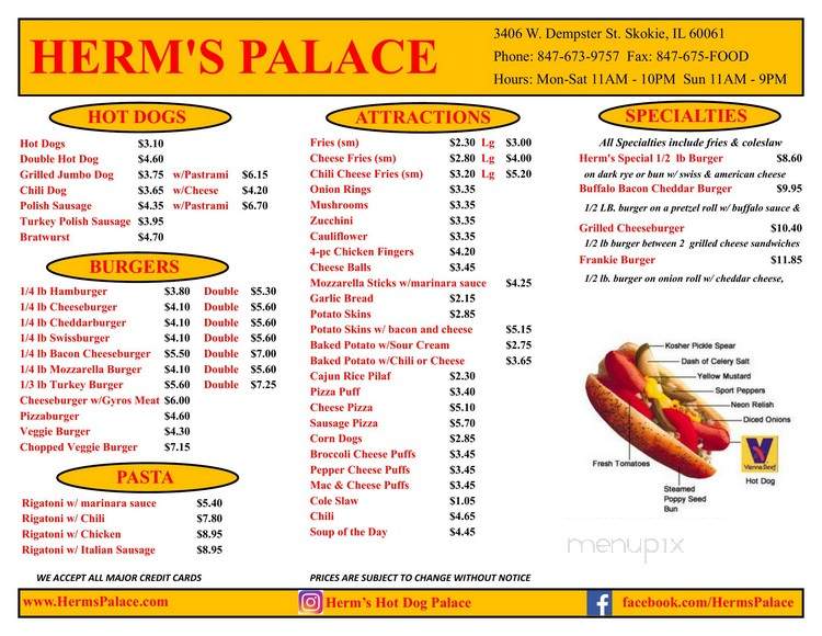Herm's Hot Dog Palace - Skokie, IL menu_pic