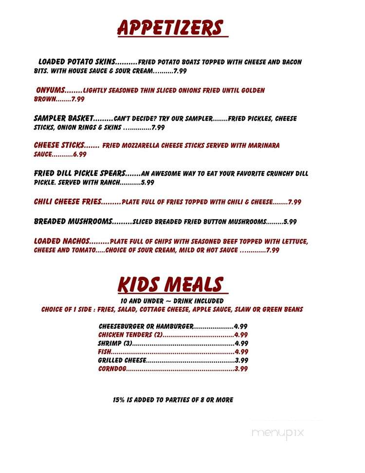 The HideOut - Ste Marie, IL menu_pic