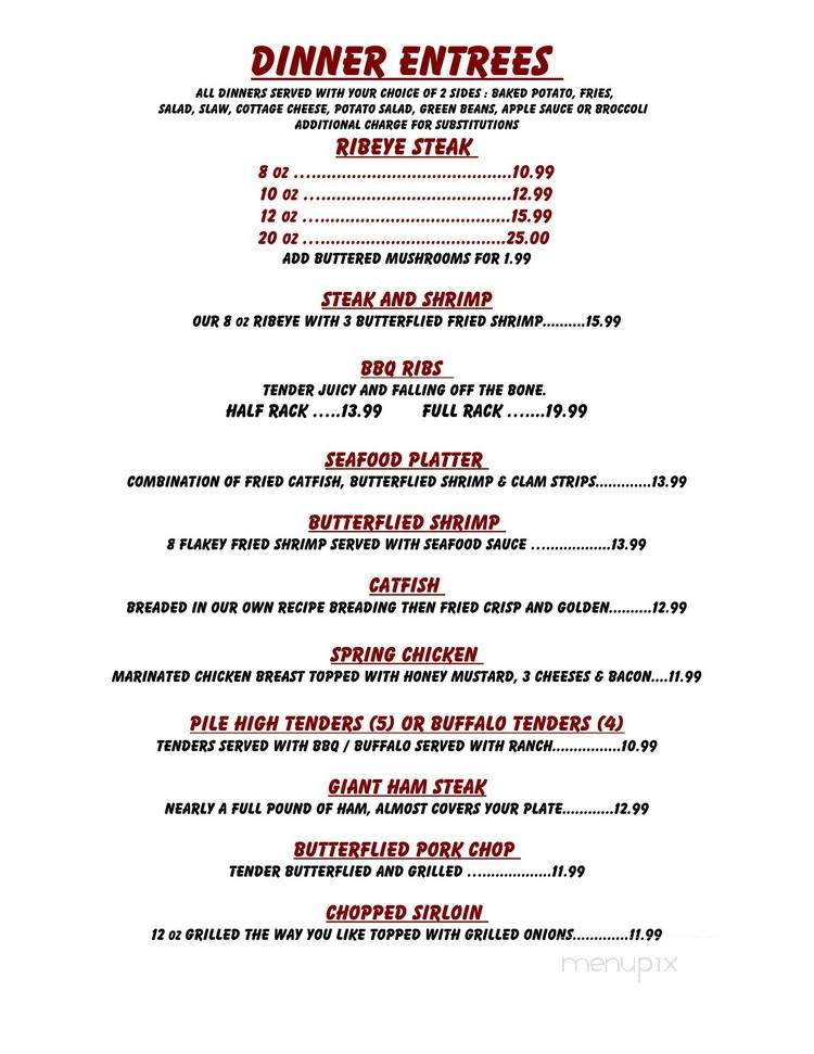 The HideOut - Ste Marie, IL menu_pic
