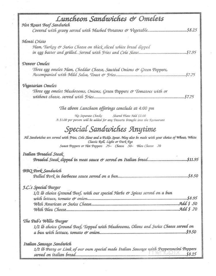 J C's Pub & Ristorante - McCook, IL menu_pic
