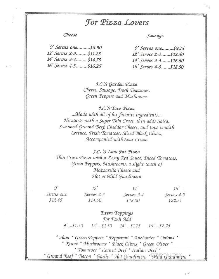 J C's Pub & Ristorante - McCook, IL menu_pic