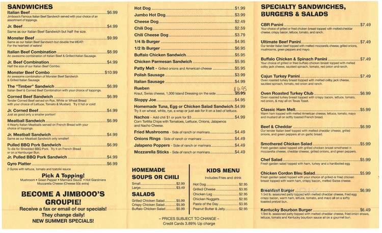 Jimbooo's - South Holland, IL menu_pic