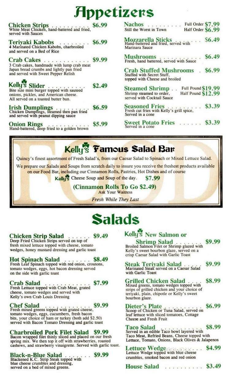 Kelly's Tavern - Quincy, IL menu_pic