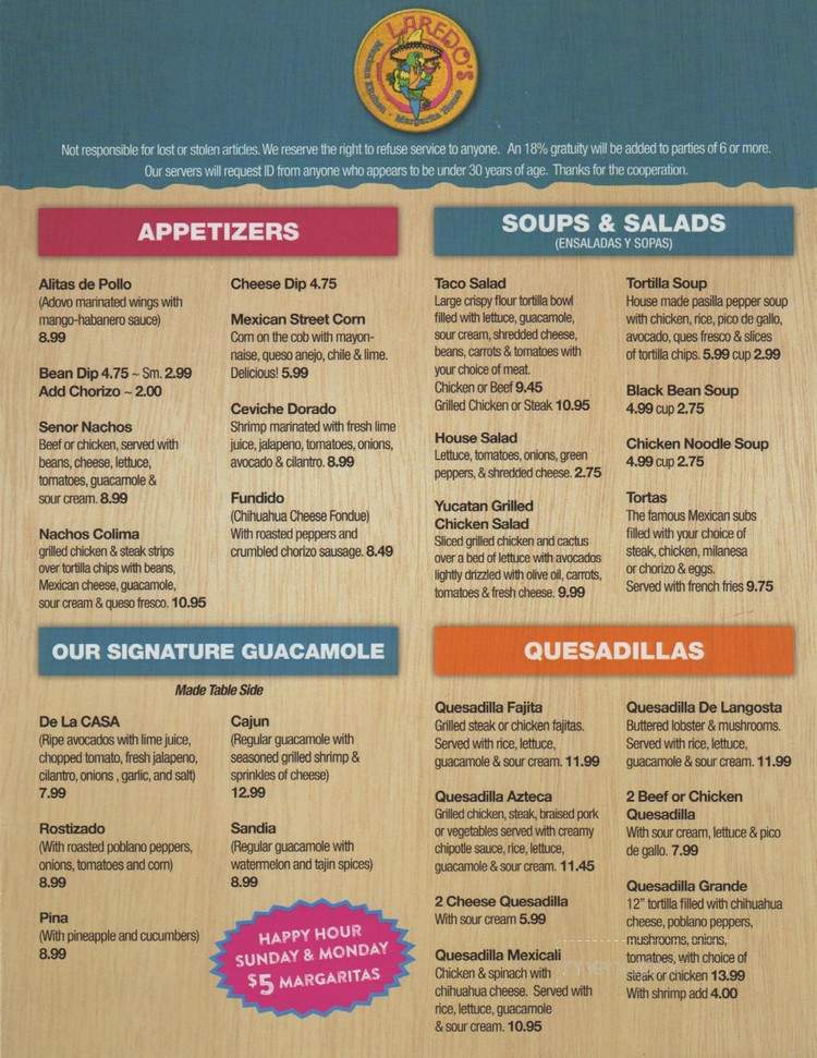 Laredo's Cantina - Rosemont, IL menu_pic