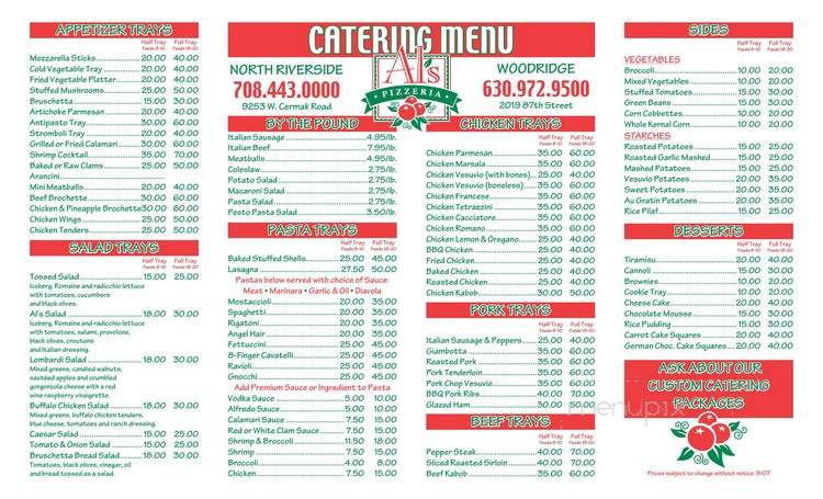 Al's Pizzeria - Riverside, IL menu_pic