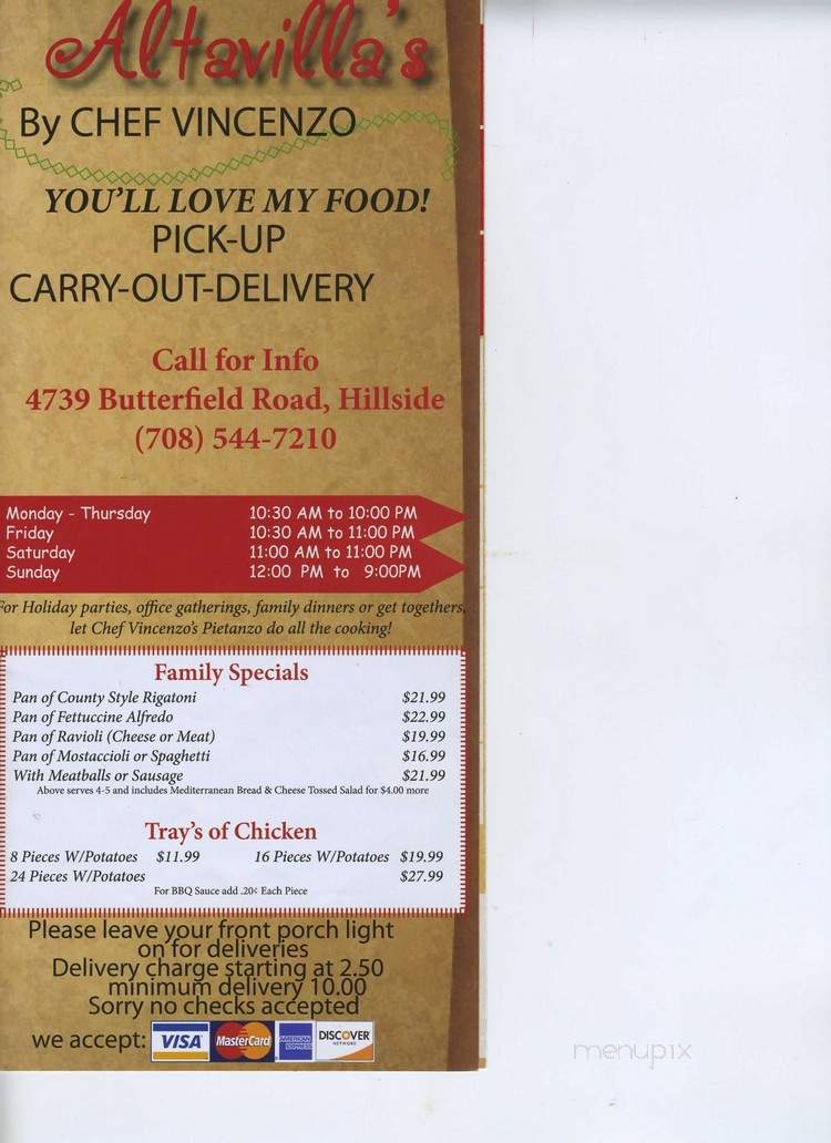 Altavilla's - Hillside, IL menu_pic