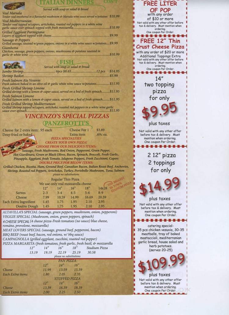 Altavilla's - Hillside, IL menu_pic