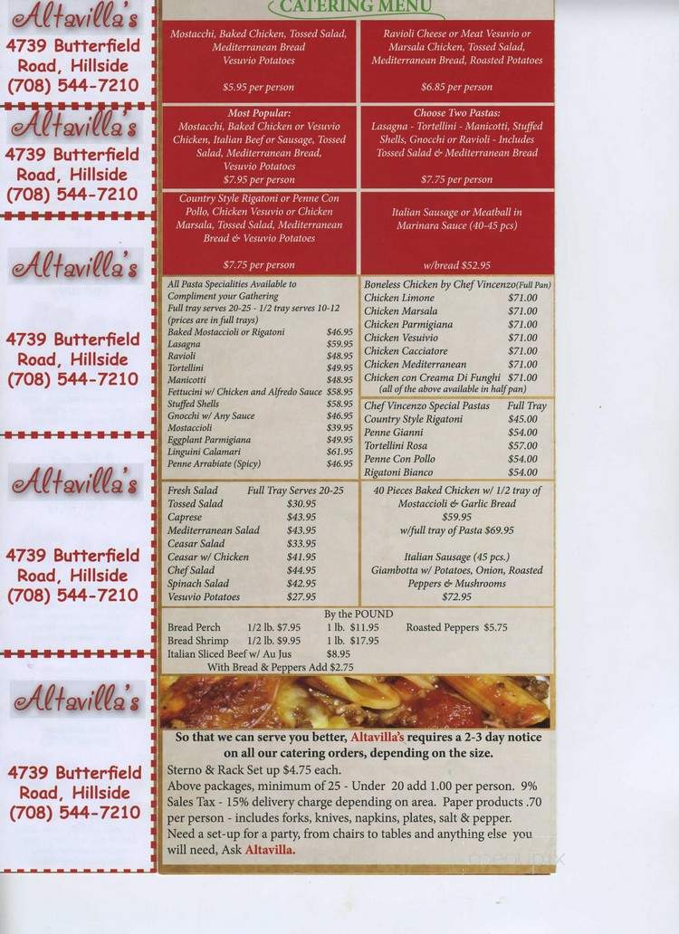 Altavilla's - Hillside, IL menu_pic