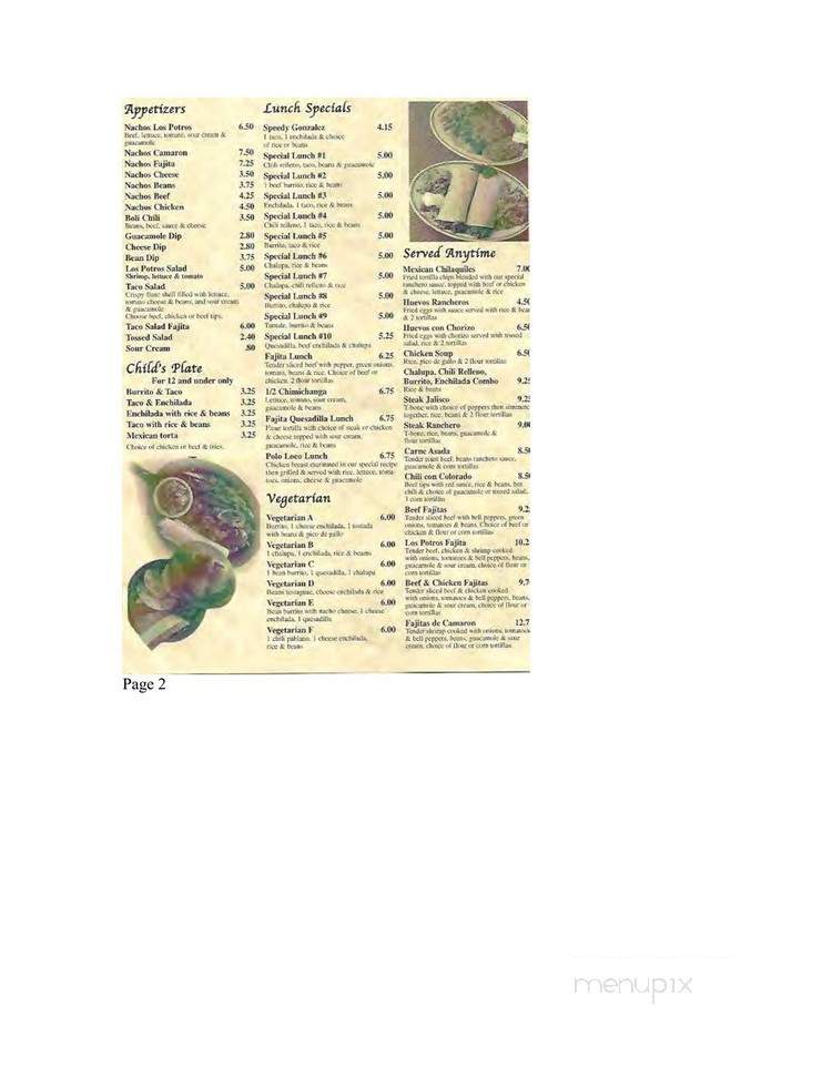 Los Potros - Tuscola, IL menu_pic