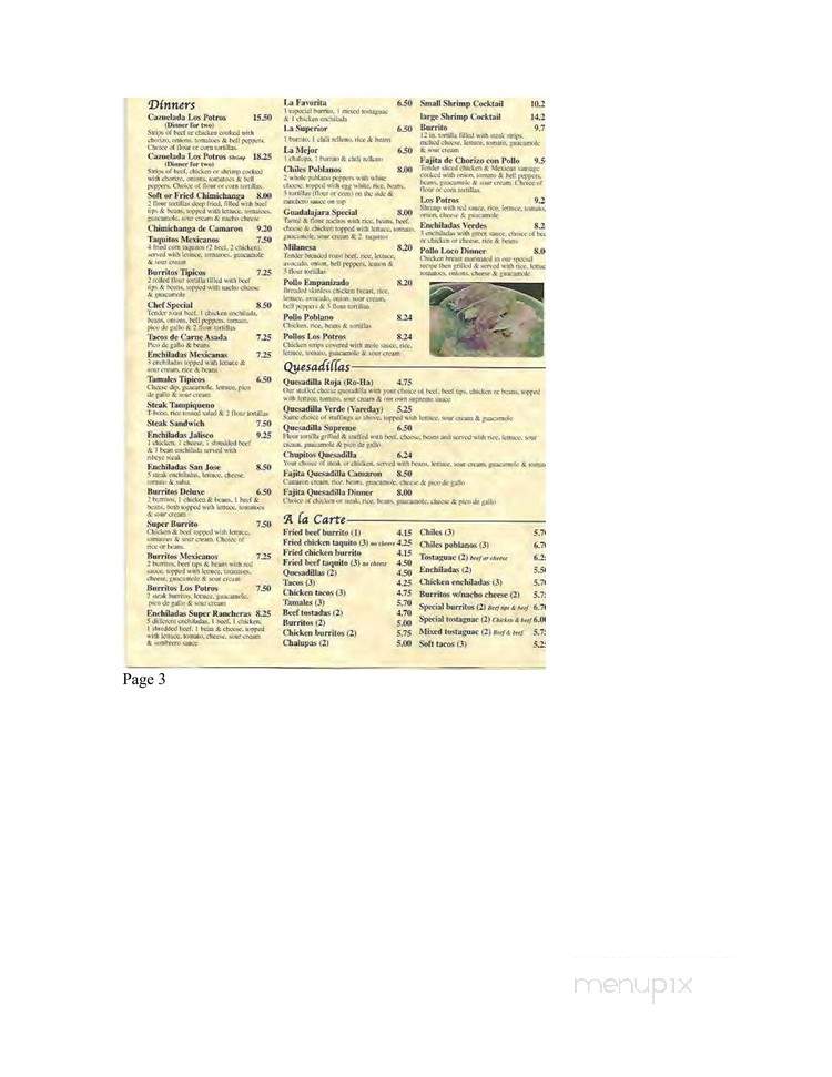 Los Potros - Tuscola, IL menu_pic