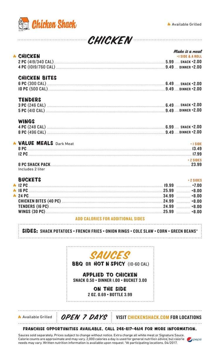 Chicken Shack Restaurant - Dalzell, SC menu_pic