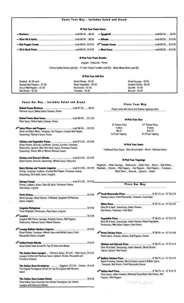 Italian Oven Restaurant - DuBois, PA menu_pic