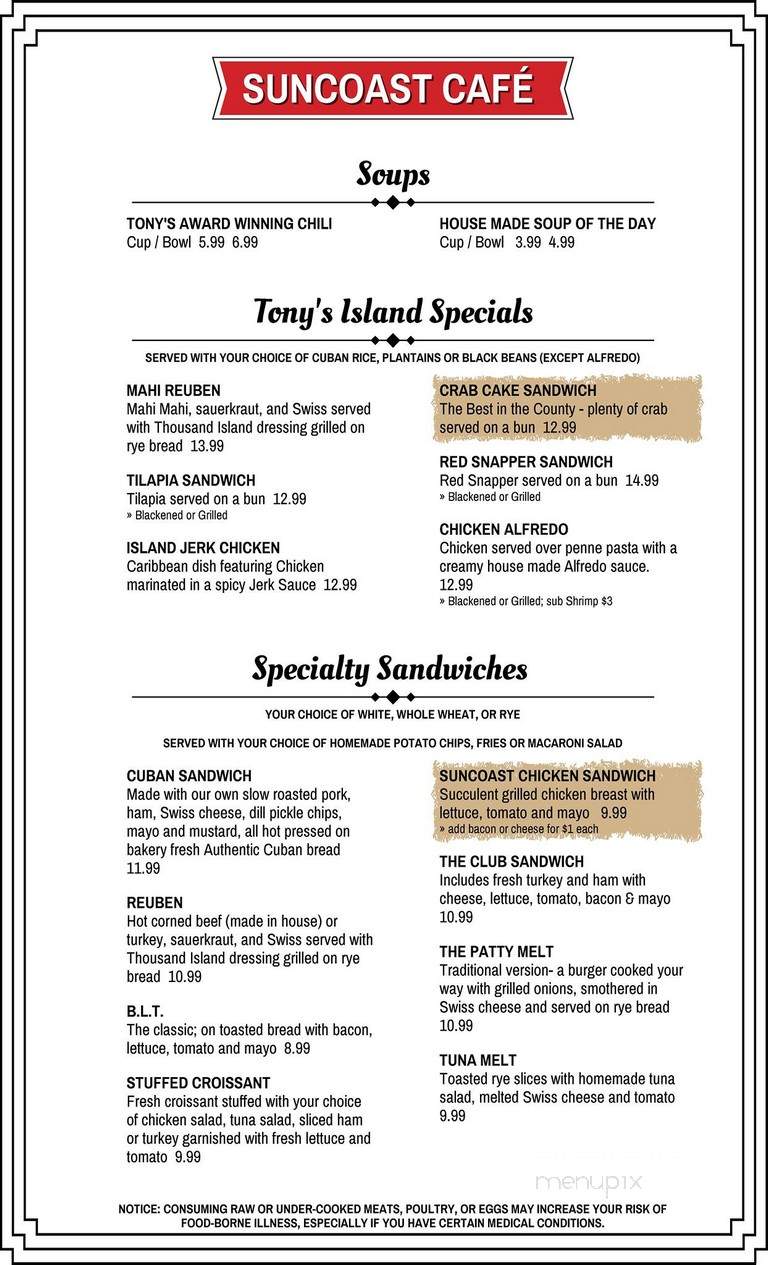 Suncoast Cafe' - Venice, FL menu_pic