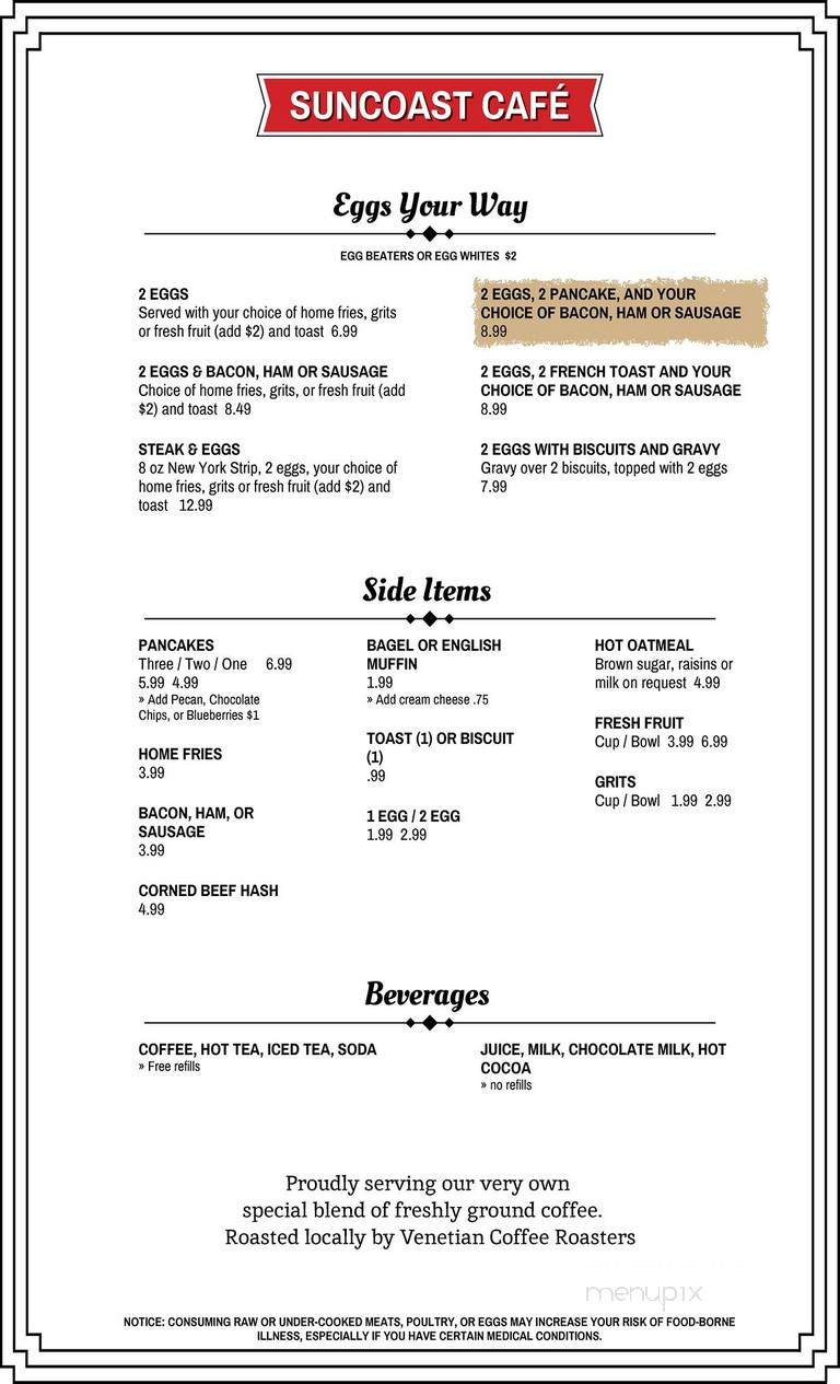 Suncoast Cafe' - Venice, FL menu_pic