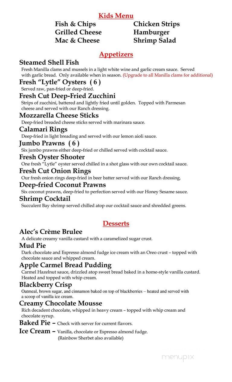 Time For Tea - Ocean Park, WA menu_pic