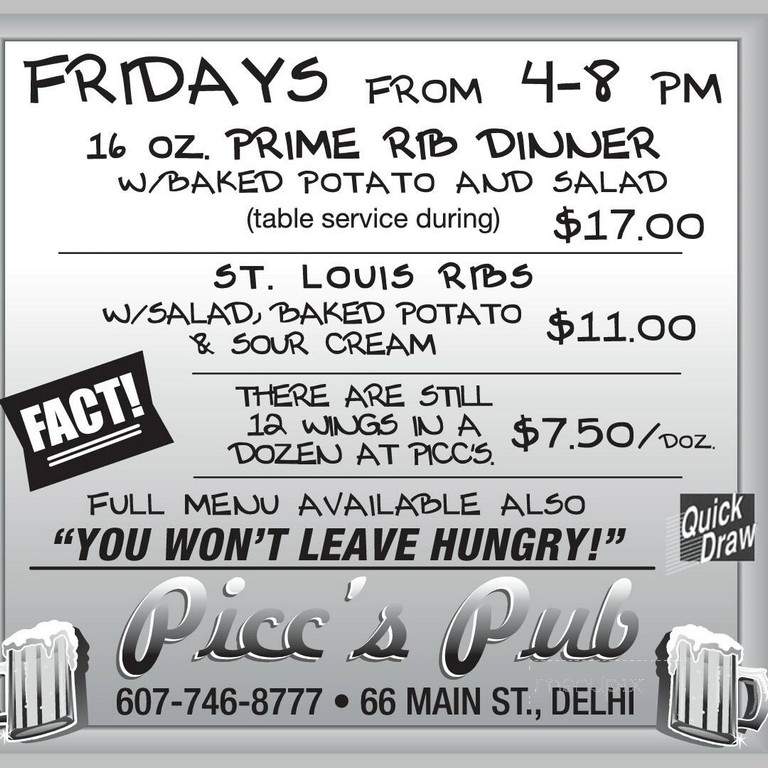 Picc's - Delhi, NY menu_pic