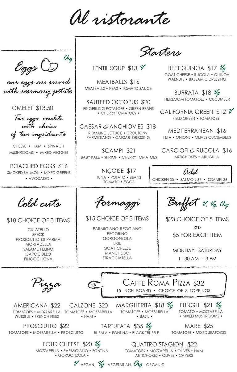 Cafe Roma - Los Angeles, CA menu_pic