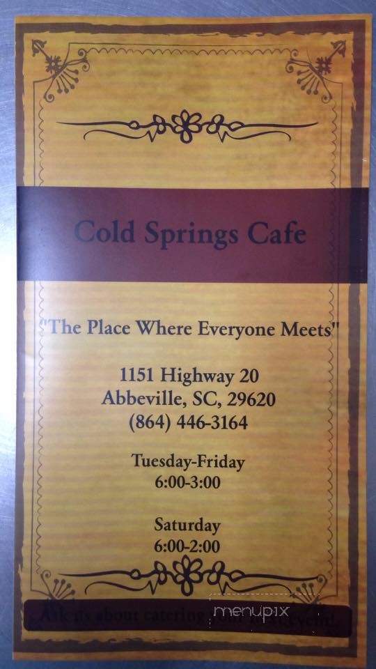 Cold Springs Cafe - Abbeville, SC